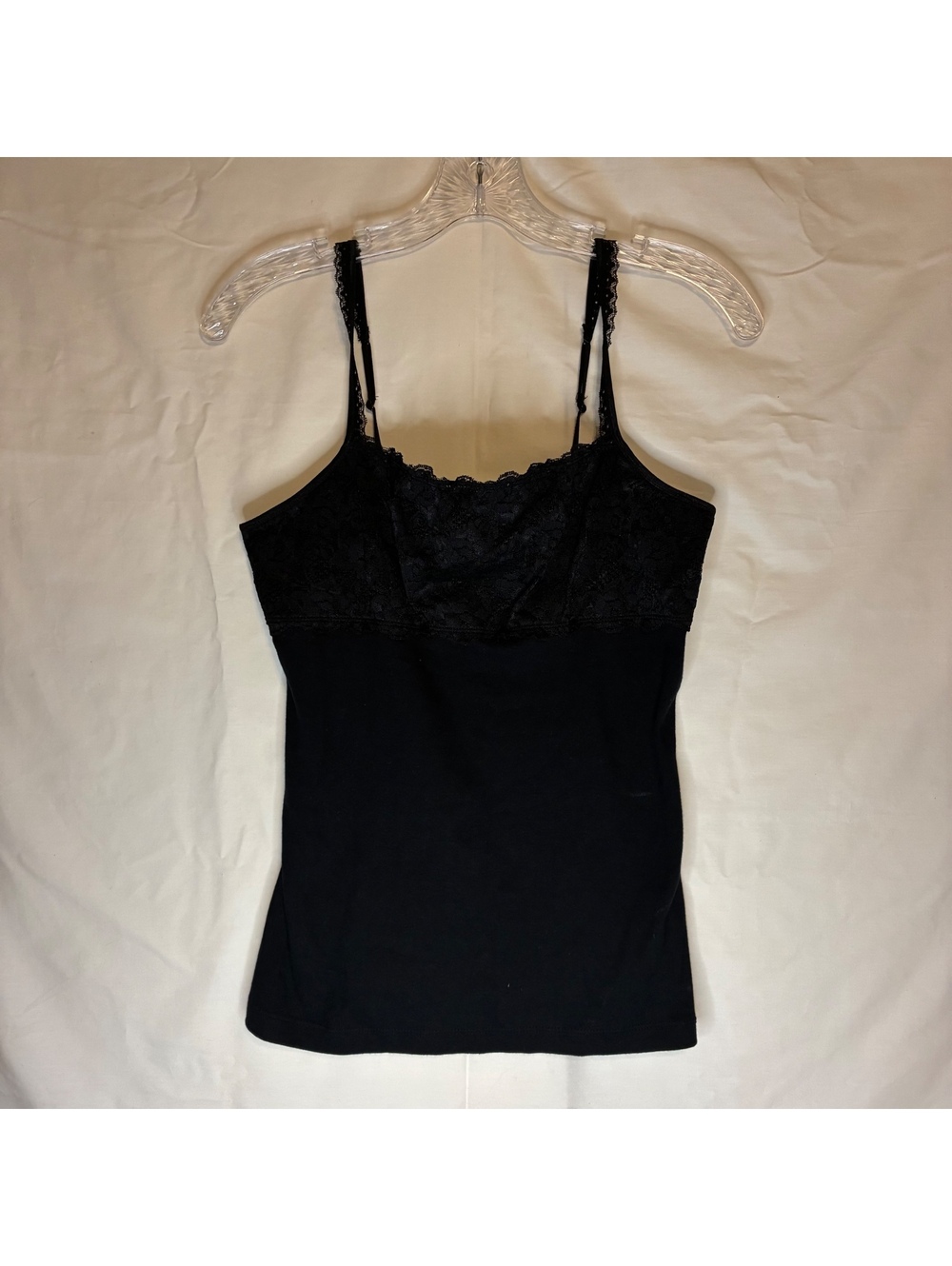 Y2K Candies Camisole Whimsigoth Black Tank  Lace Bustier Lined Womens L Romantic